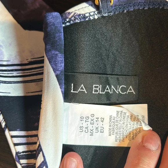 La Blanca Women's  Bikini  Top Size 10 Push Up Purple, White And Black swimsuit - Picture 4 of 7